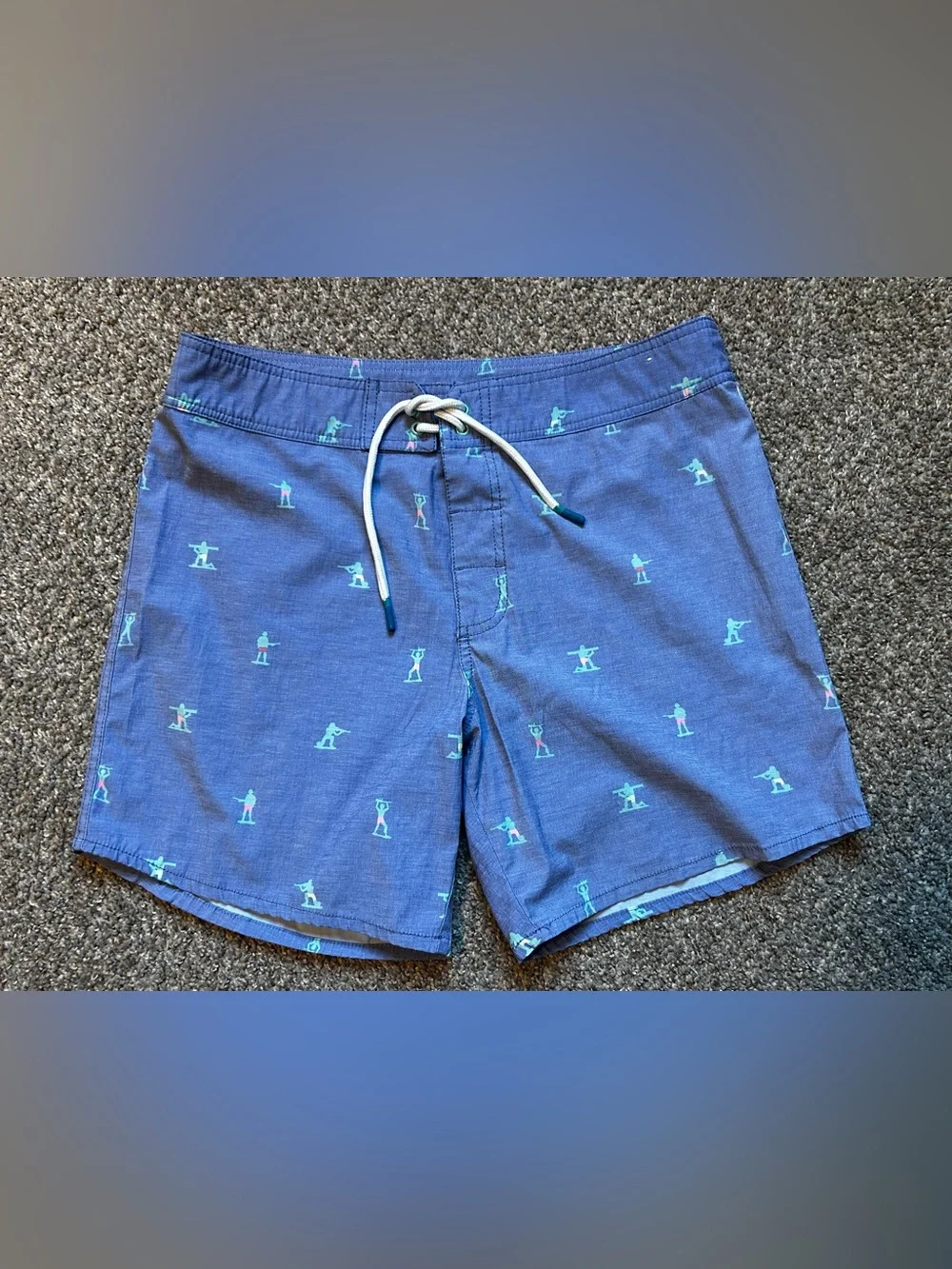 Chubbies Toy Soldier Print Swim Trunks Shorts Blue Size 32 Stretch Beach